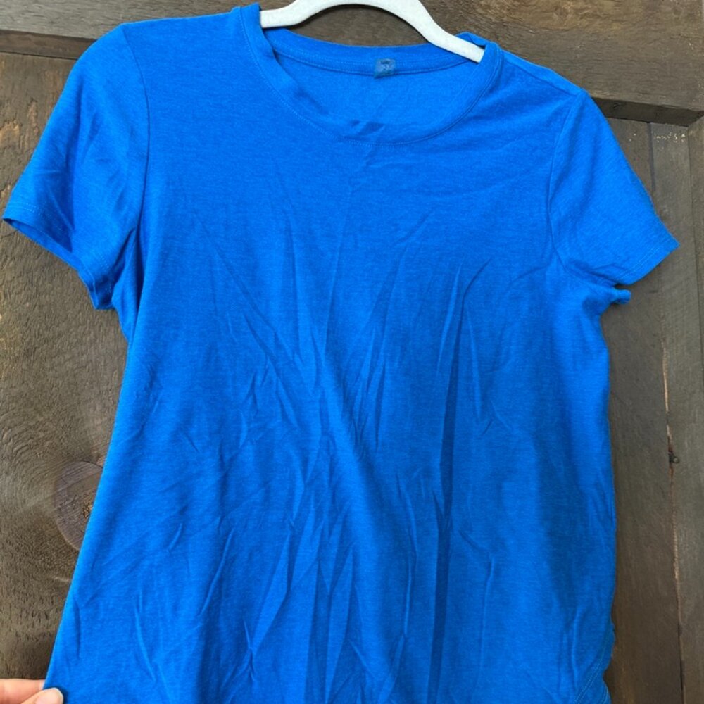 Beyond Yoga On the down low tee, electric blue, small